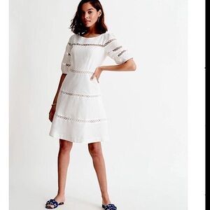 Ann Taylor Linen Blend white summer circle eyelet dress